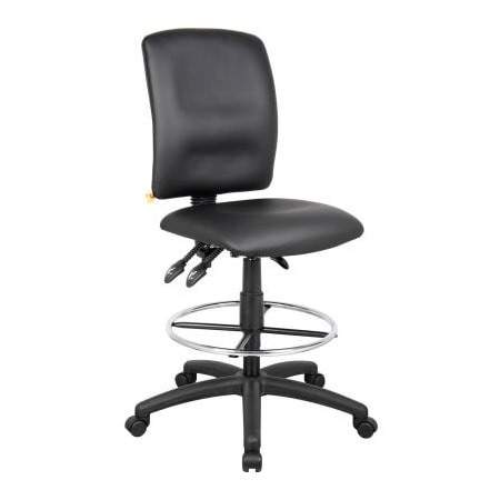 Boss Office Products Boss Multifunction Drafting Stool - Leather - Black B1645